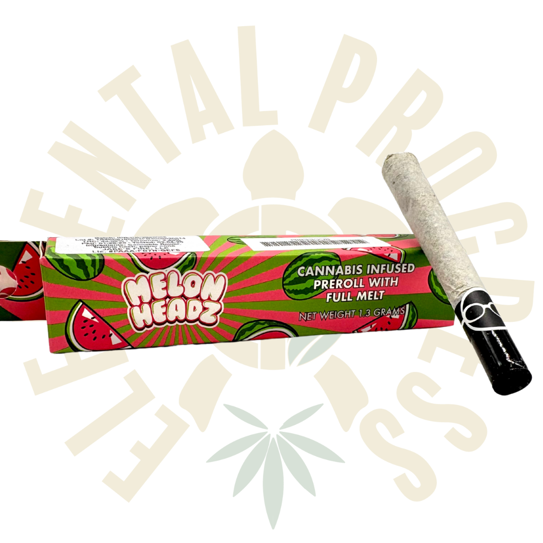 Photograph of product: CLOUT KING MELT - 1.3g FullFlower & Rosin Pre-Roll - Melon Headz