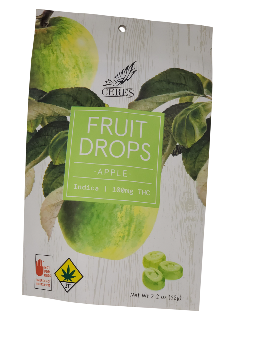 Photograph of product: Ceres Fruit Drops Oui'd Sour Apple 10pk 100mg