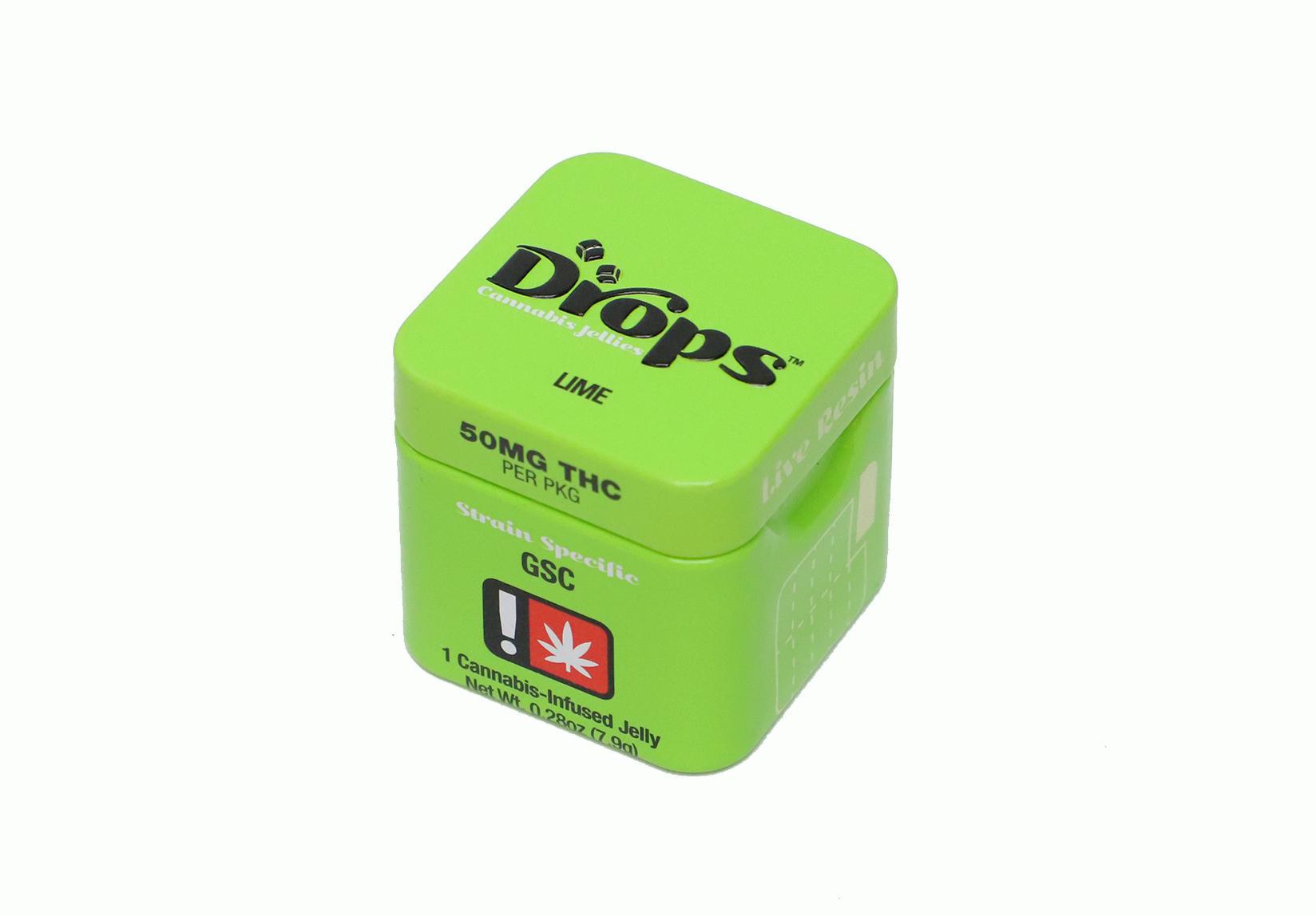 Photograph of product: Drops | Single 100mg Jellys | Hybrid Lime