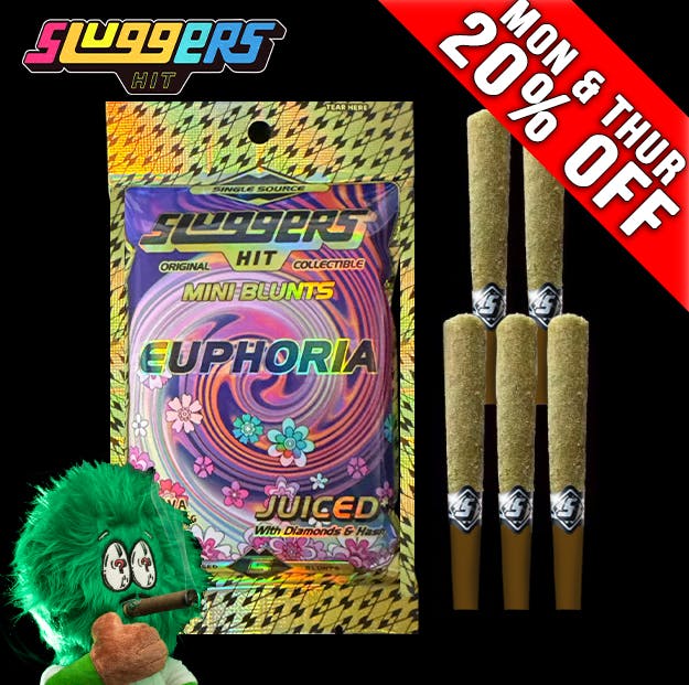 Photograph of product: Sluggers - Euphoria - Infused Mini Blunts (5 Pack) - 3.5g - Euphoria Blunts