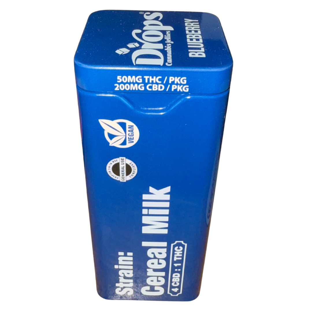 Photograph of product: Drops Cereal Milk Live Rosin Blueberry Flavored Gummies Oui'd Hybrid 4:1 CBD 250mg