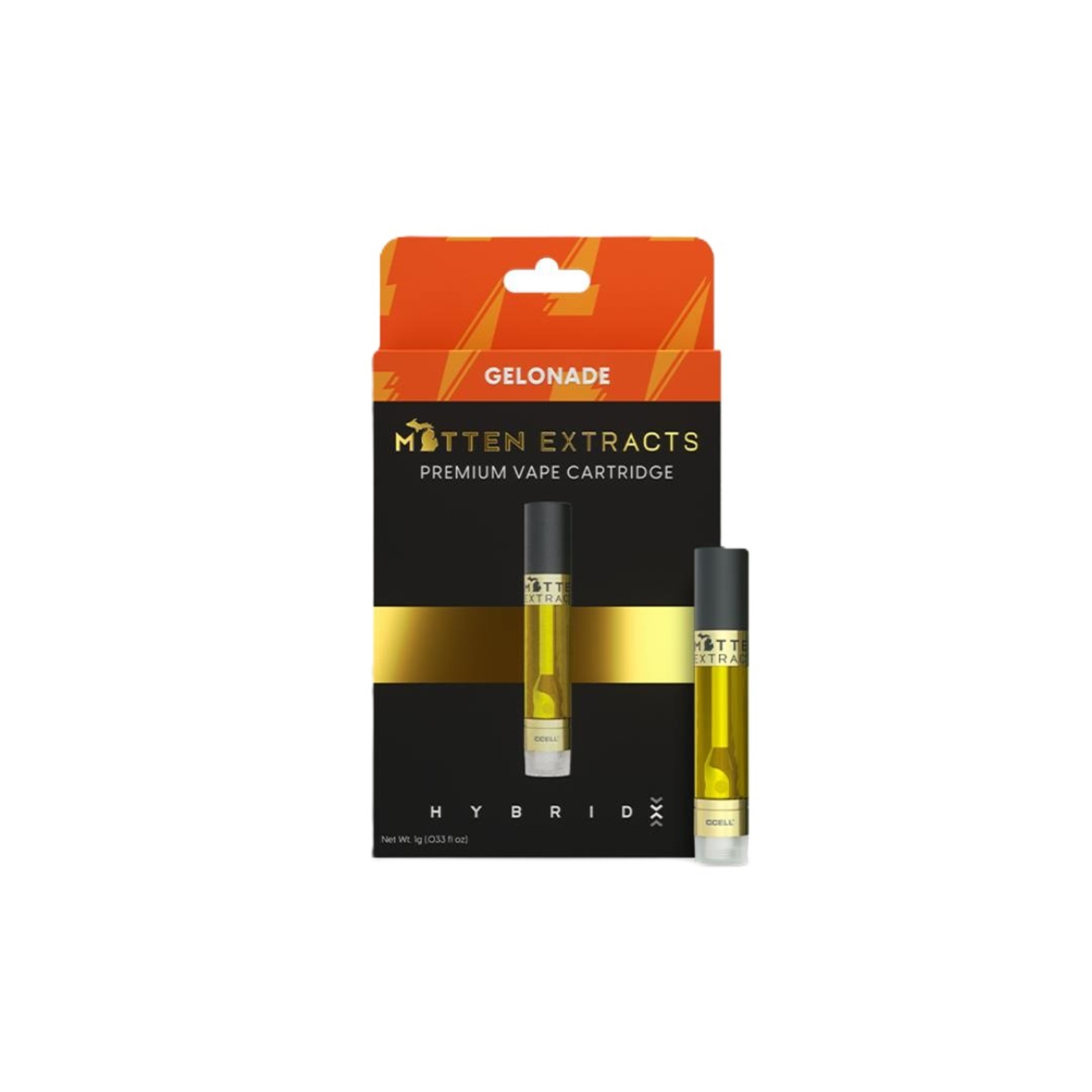 Photograph of product: MITTEN EXTRACTS | GELONADE | HYBRID | 510 CARTRIDGE | 1G | REC