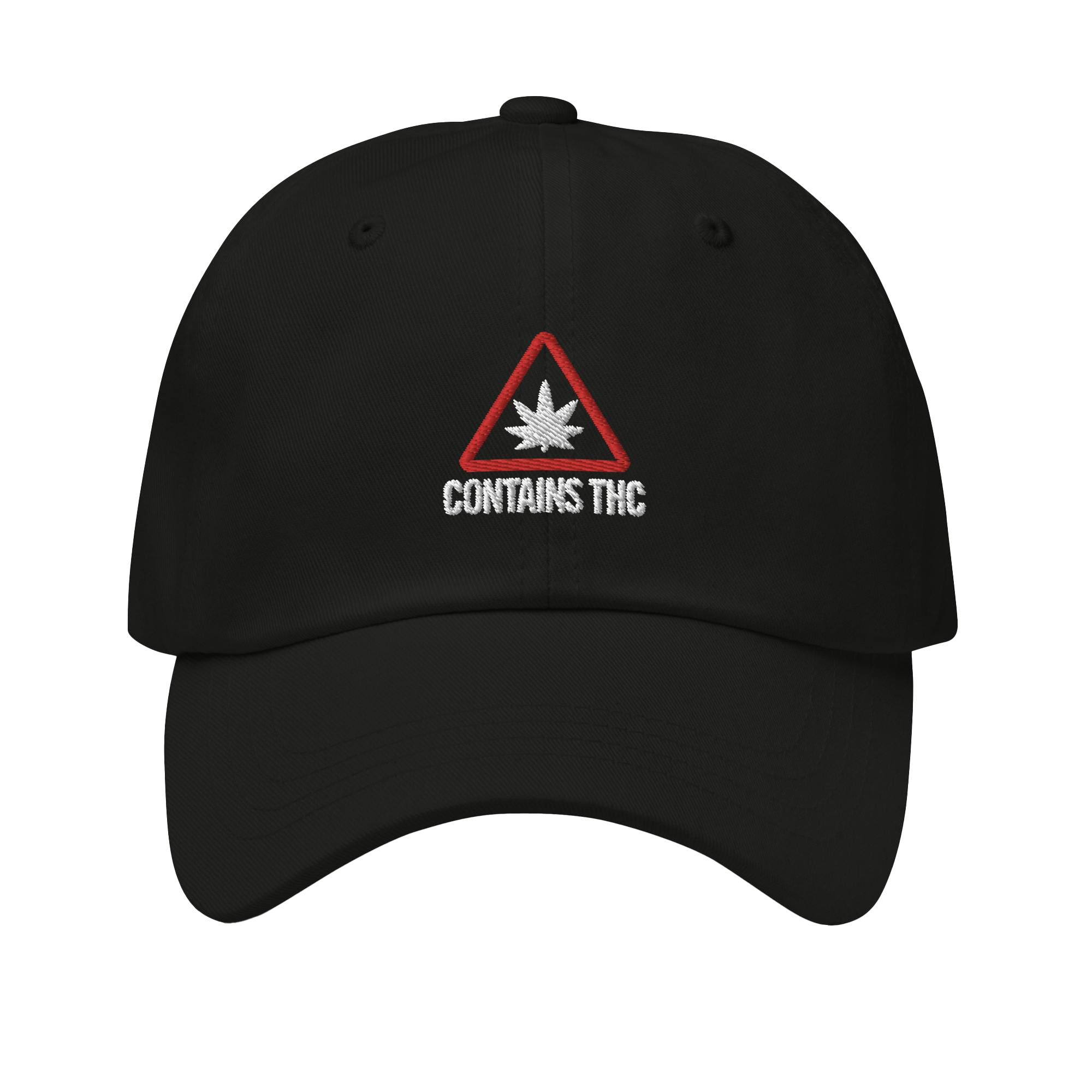 Photograph of product: Theory Wellness Dad Hat: "Contains TH-oui" (Black)