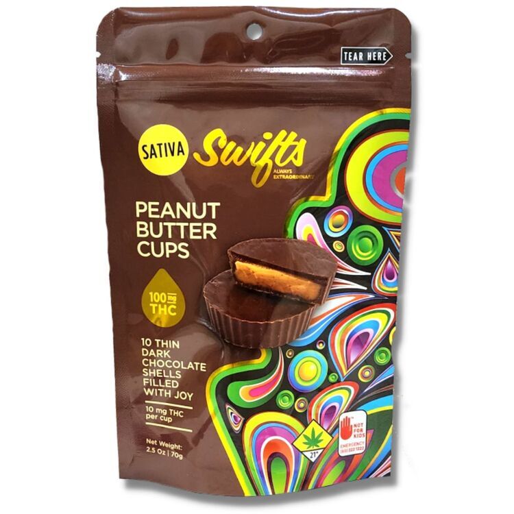 Photograph of product: Dark Chocolate Oui'd Peanut Butter Cups 10pk/100mg Solventless au chocolat Rosin Infused Peanut Butter Chocolates Solid Edibles 2.5oz (Swifts)