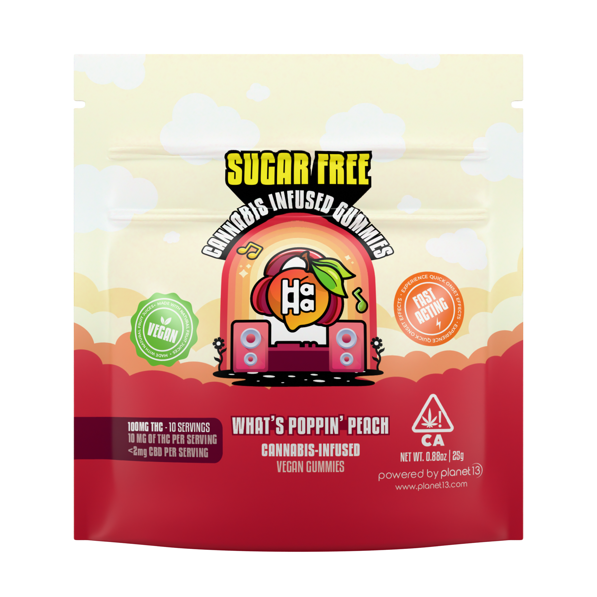 Photograph of product: HaHa What's Poppin' Peach Gummies