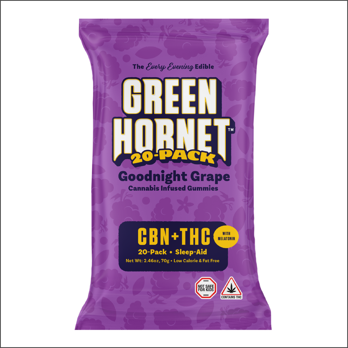 Photograph of product: Green Hornet Gummies- Goodnight Grape