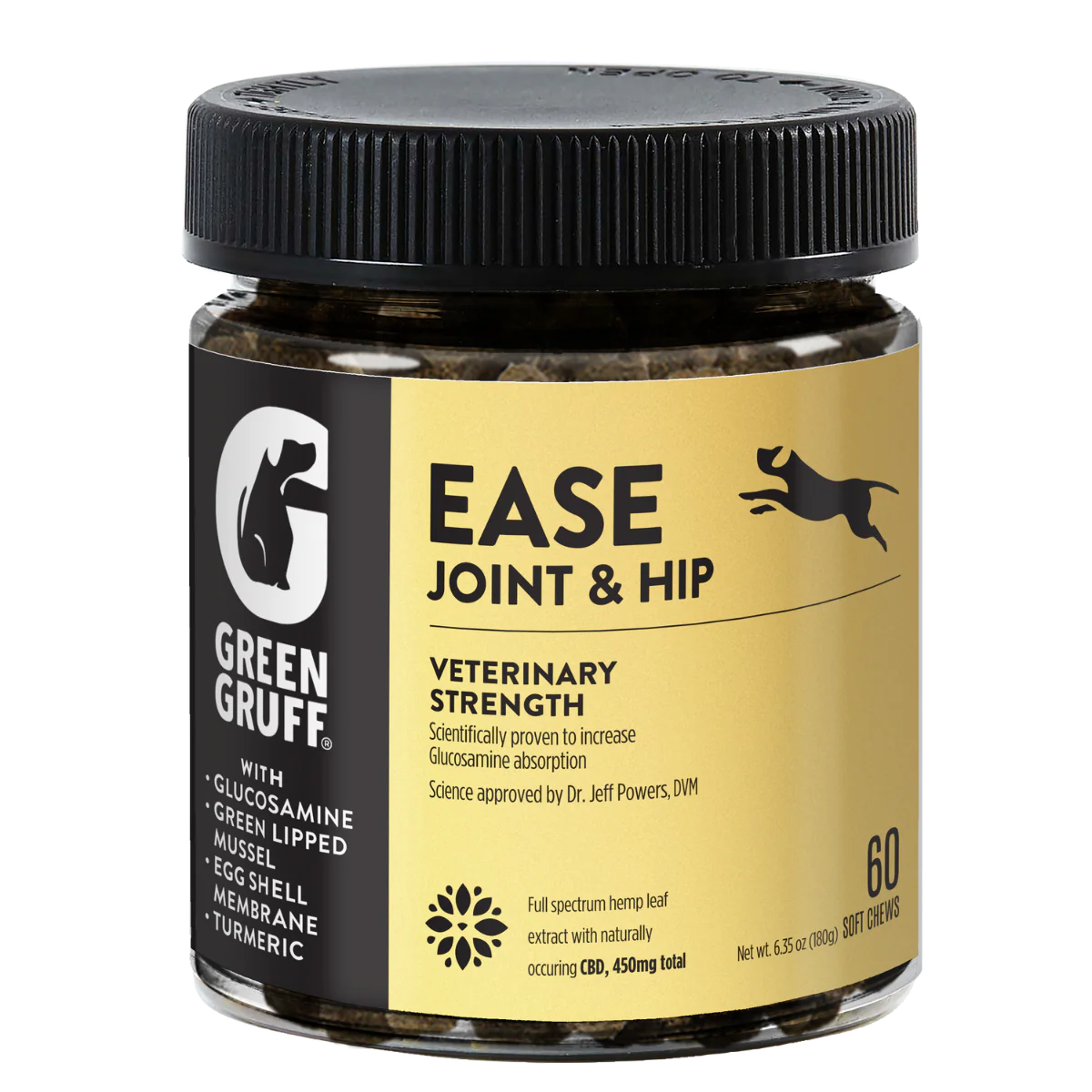 Photograph of product: Ease Joint & Hip VET Strength Dog Chews Jar 450mg CBD