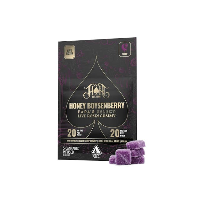 Photograph of product: Honey Boysenberry Live Rosin Gummies 100mg TH-oui