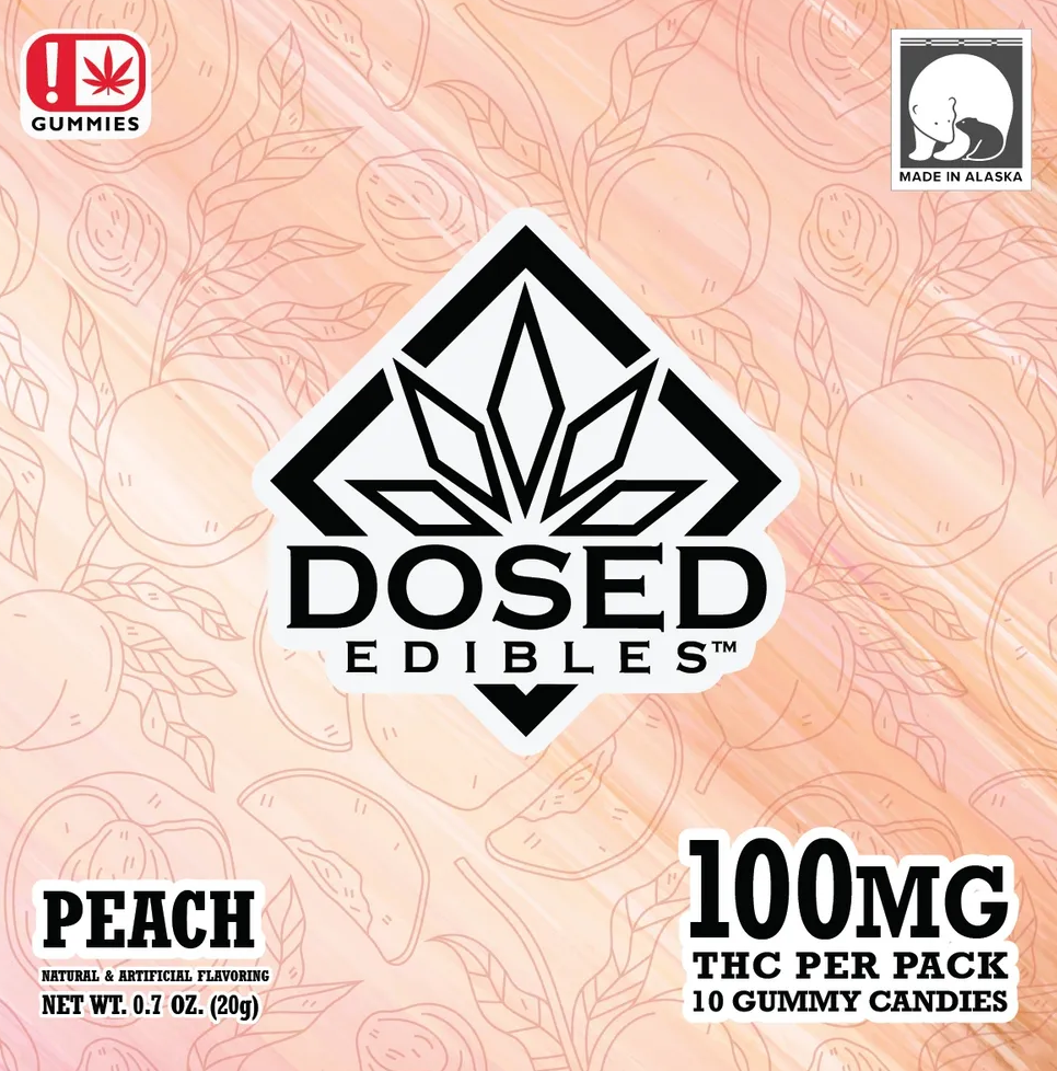 Photograph of product: Peach (100mg) Hybrid Gummies 10pk by Dosed Edibles