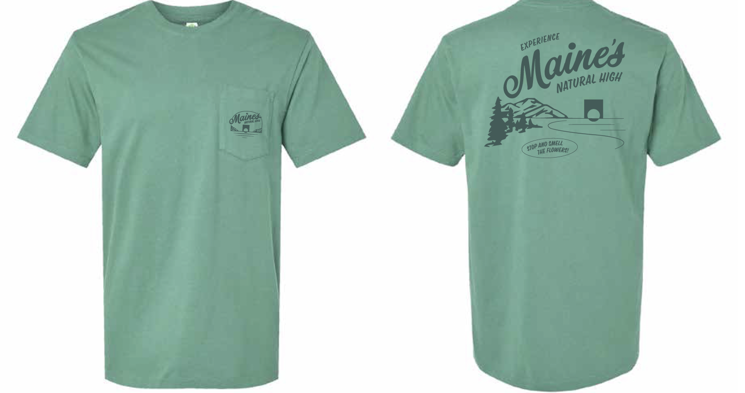 Photograph of product: Maine's Natural High - Pine Green - Pocket Tee - XL