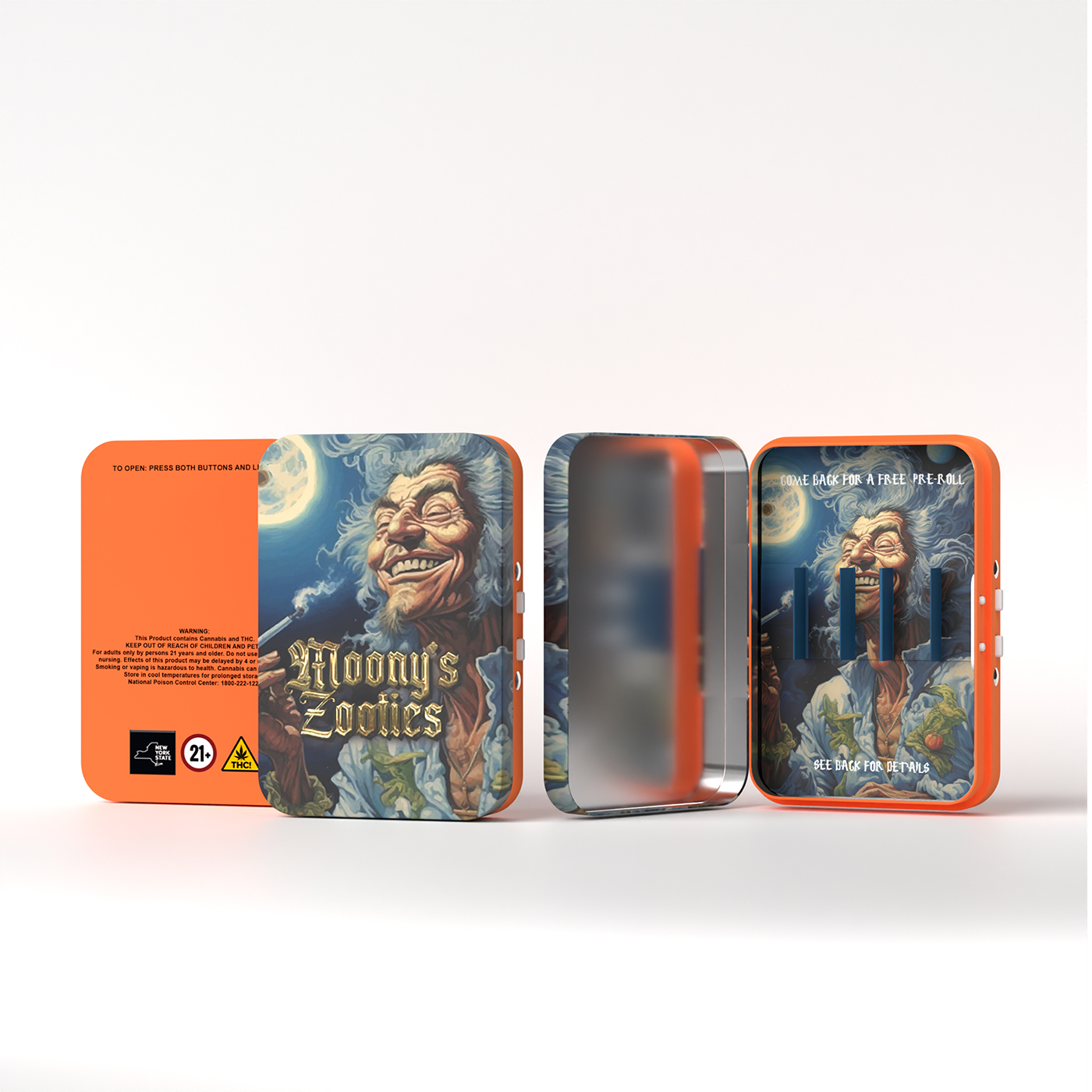 Photograph of product: Moonys Zooties / Tropical Cooler / Pre-Rolls / 5-Pack