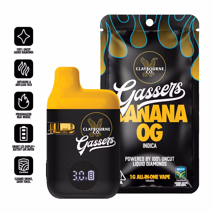 Photograph of product: Claybourne - Banana OG - Gassers - Disposable