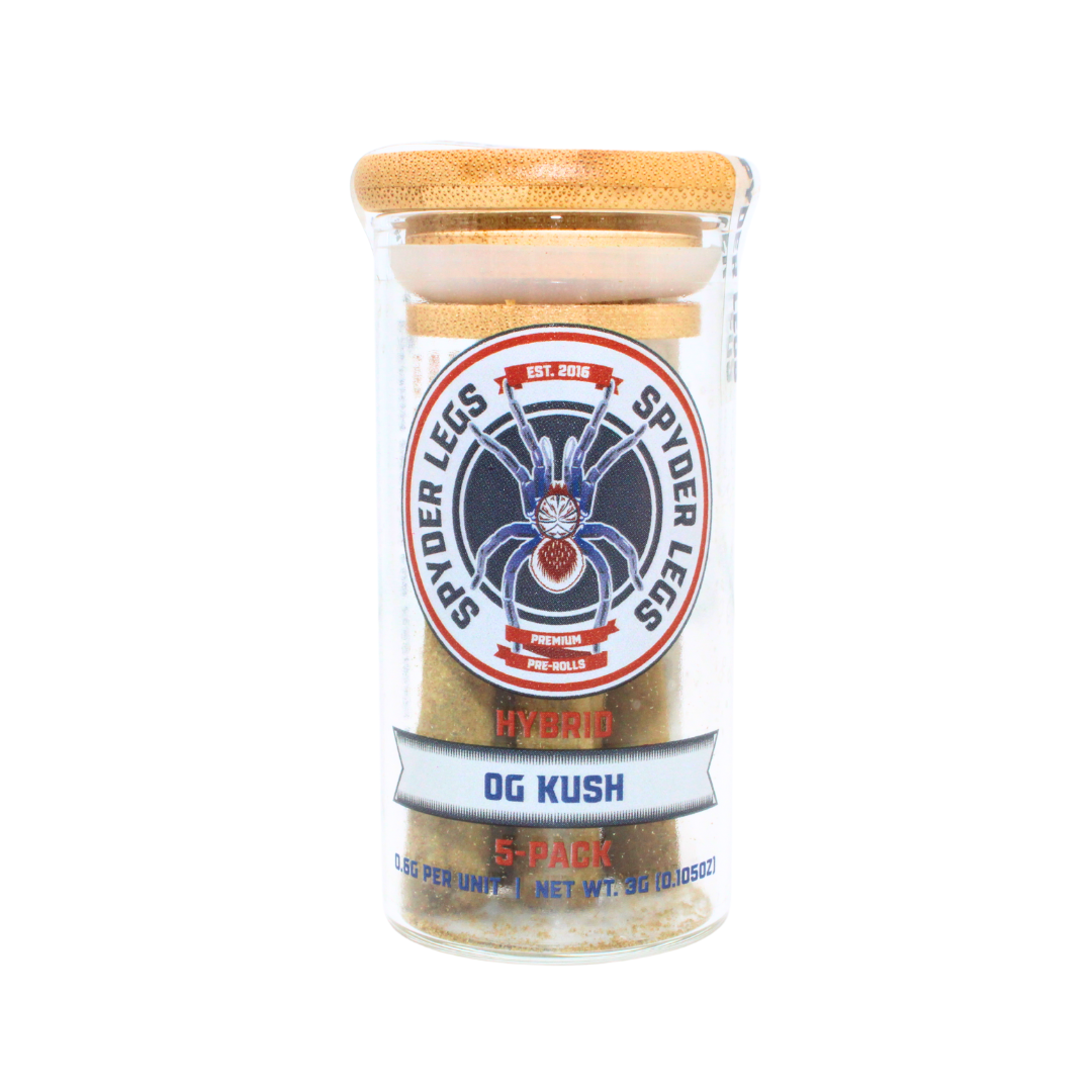 Photograph of product: Spyder Legs - 3g Infused Pre-Rolls 5pk - OG Kush