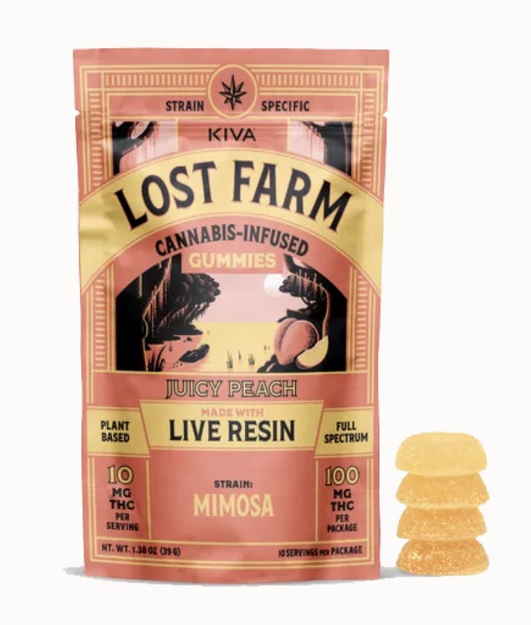 Photograph of product: Lost Farms - Live Resin Infused Gummies - Juicy Peach - 10pk - 100mg