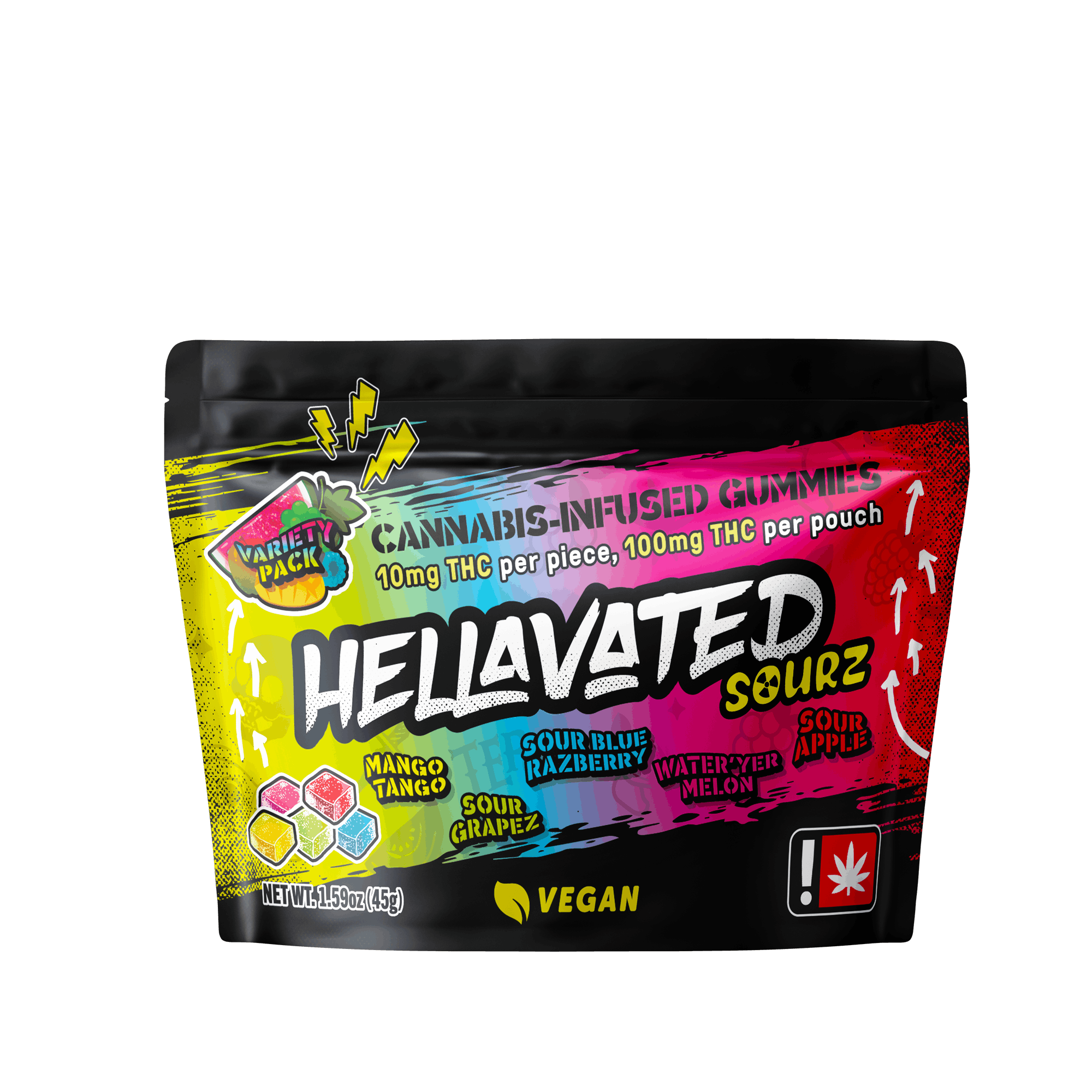 Photograph of product: Hellavated - Sour Gummiez 10 pk - 100mg