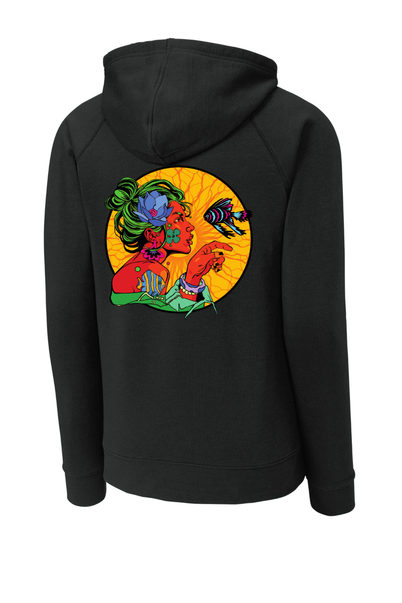 Photograph of product: Sapura Flower Girl Black Hoodie (S - 3XL)