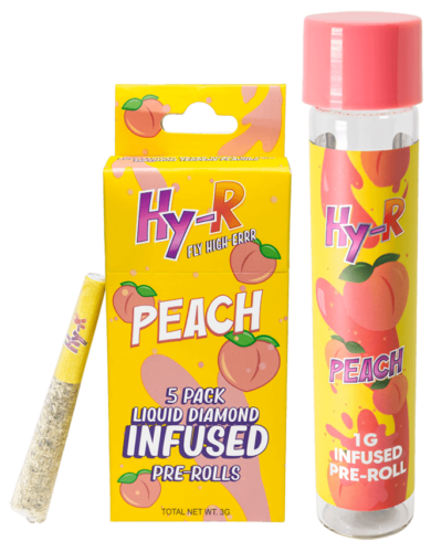 Photograph of Product: HY-R | ICC | Infused Preroll Pack | Peach | 5 x