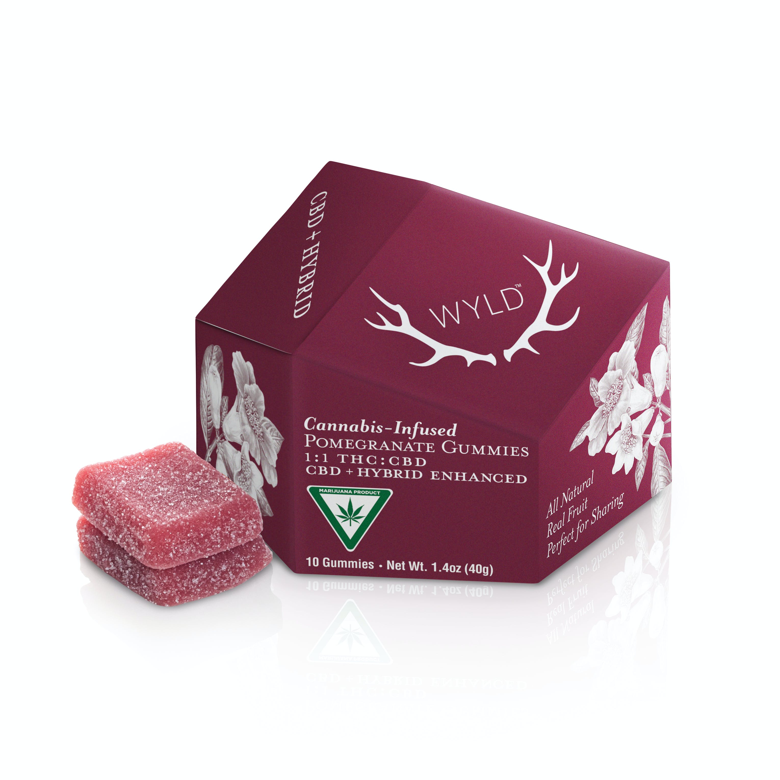 Photograph of product: Wyld | Gummies | Pomegranate | 1:1 TH-oui:CBD | 100mg