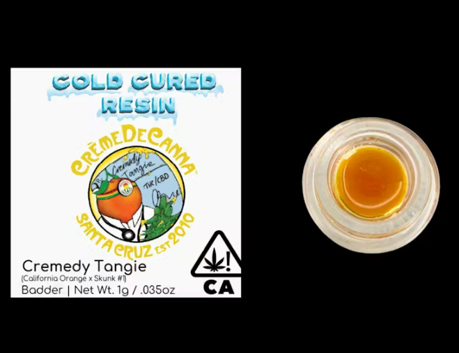 Photograph of product: Creme De Canna Cremedy Tangie Cold Cured Resin Oui'd Badder