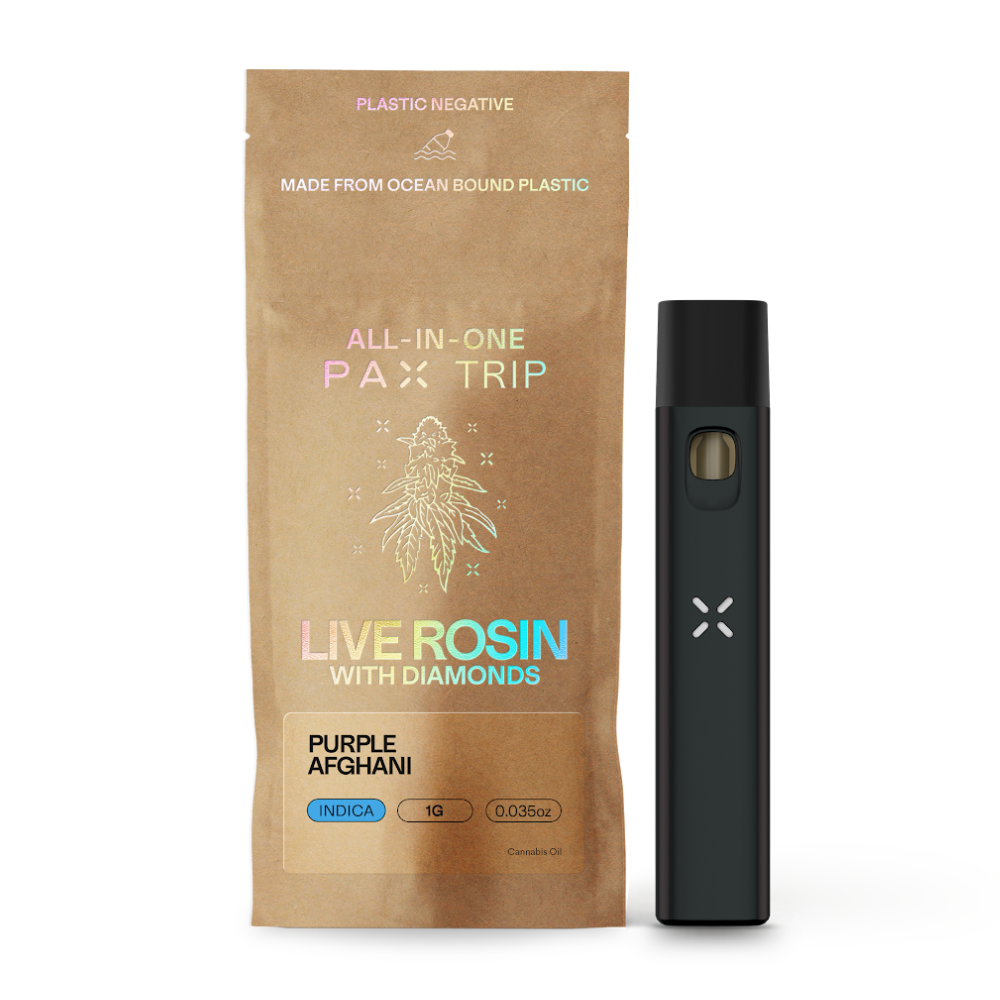Photograph of product: PAX | Purple Afghani | AIO | Live Rosin with Diamonds