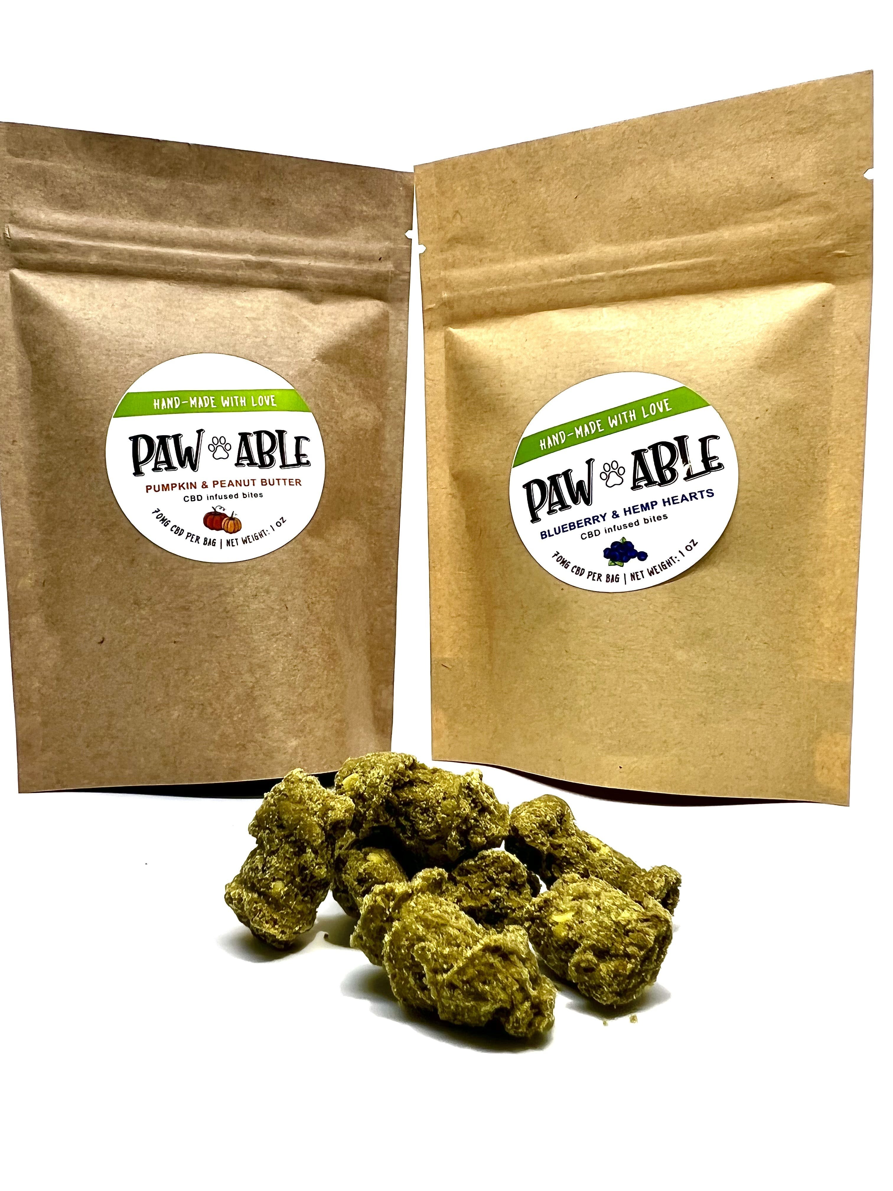 Photograph of product: Paw Ables CBD dog edibles (Blueberry and Hemp Hearts)