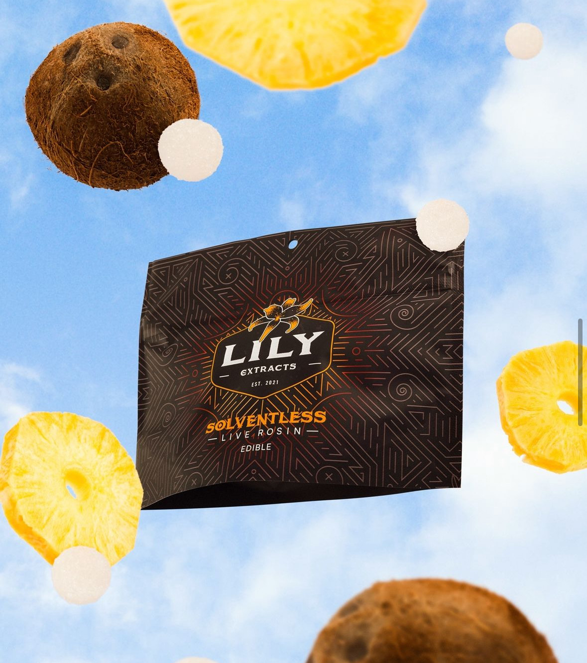Photograph of product: Lily Extracts - Pina Express Colada Live Rosin Pectin Chews - 100mg (10pcs)