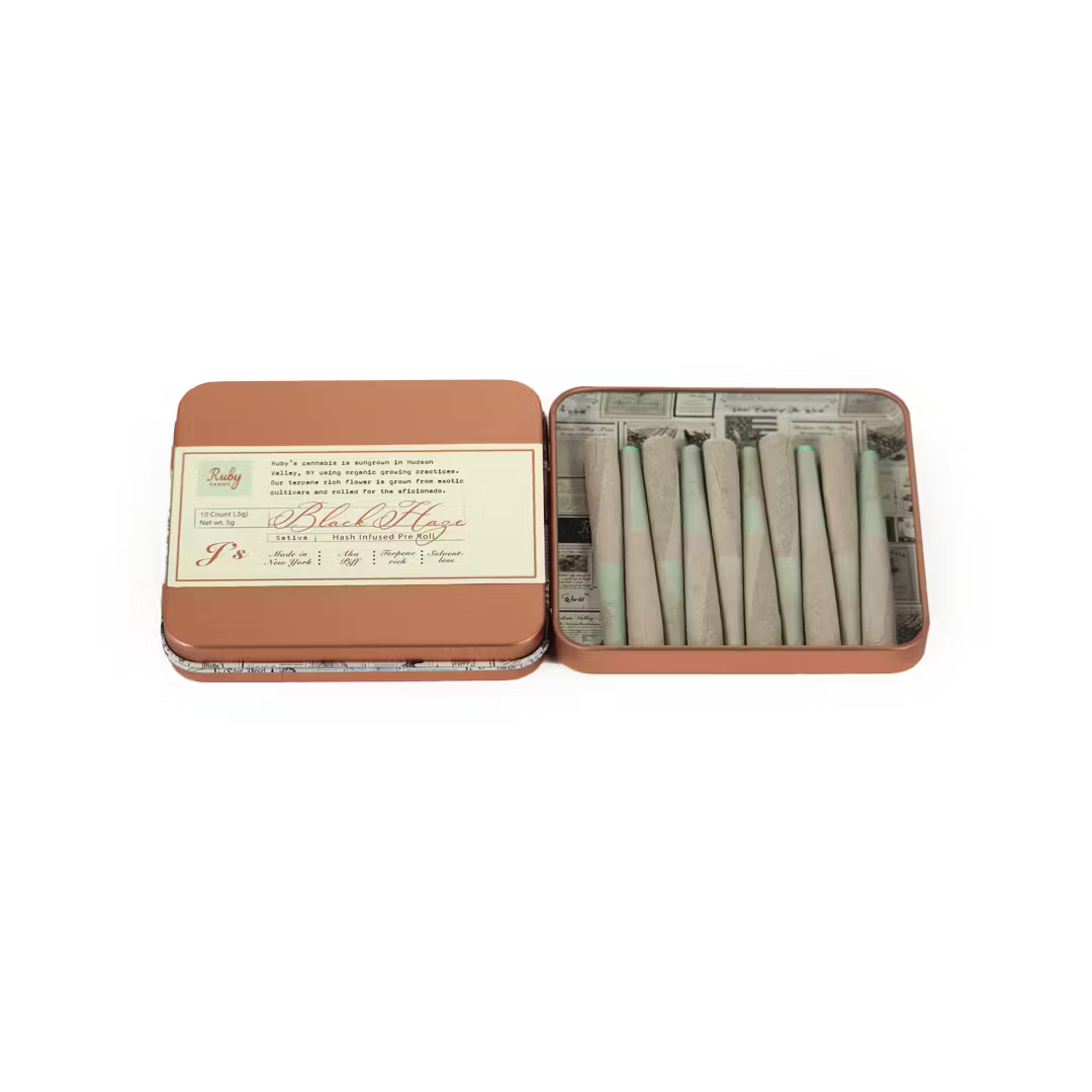Photograph of product: Ruby Farms Black Haze au chocolat Infused Doobies 10pk