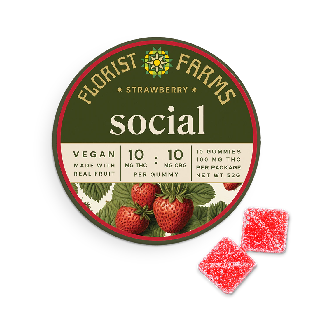 Photograph of product: Florist Farms Gummies TH-oui/CBG 10mg/10pk - Strawberry