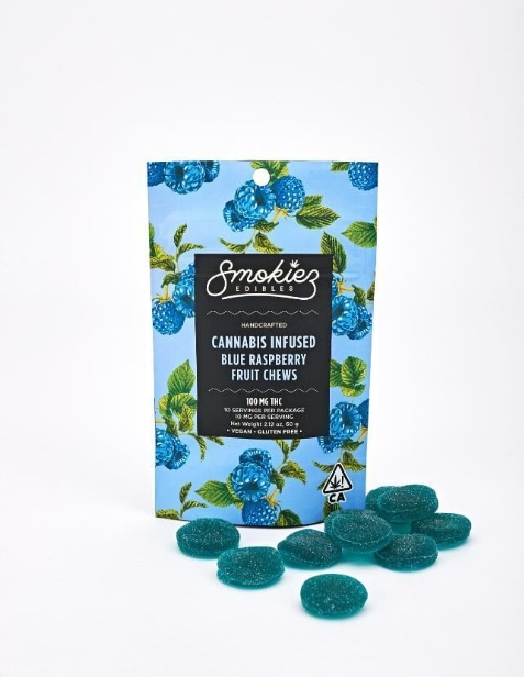 Photograph of product: CNS Smokiez Fruit Chews - Blue Raspberry Sweet 100mg (10pk)