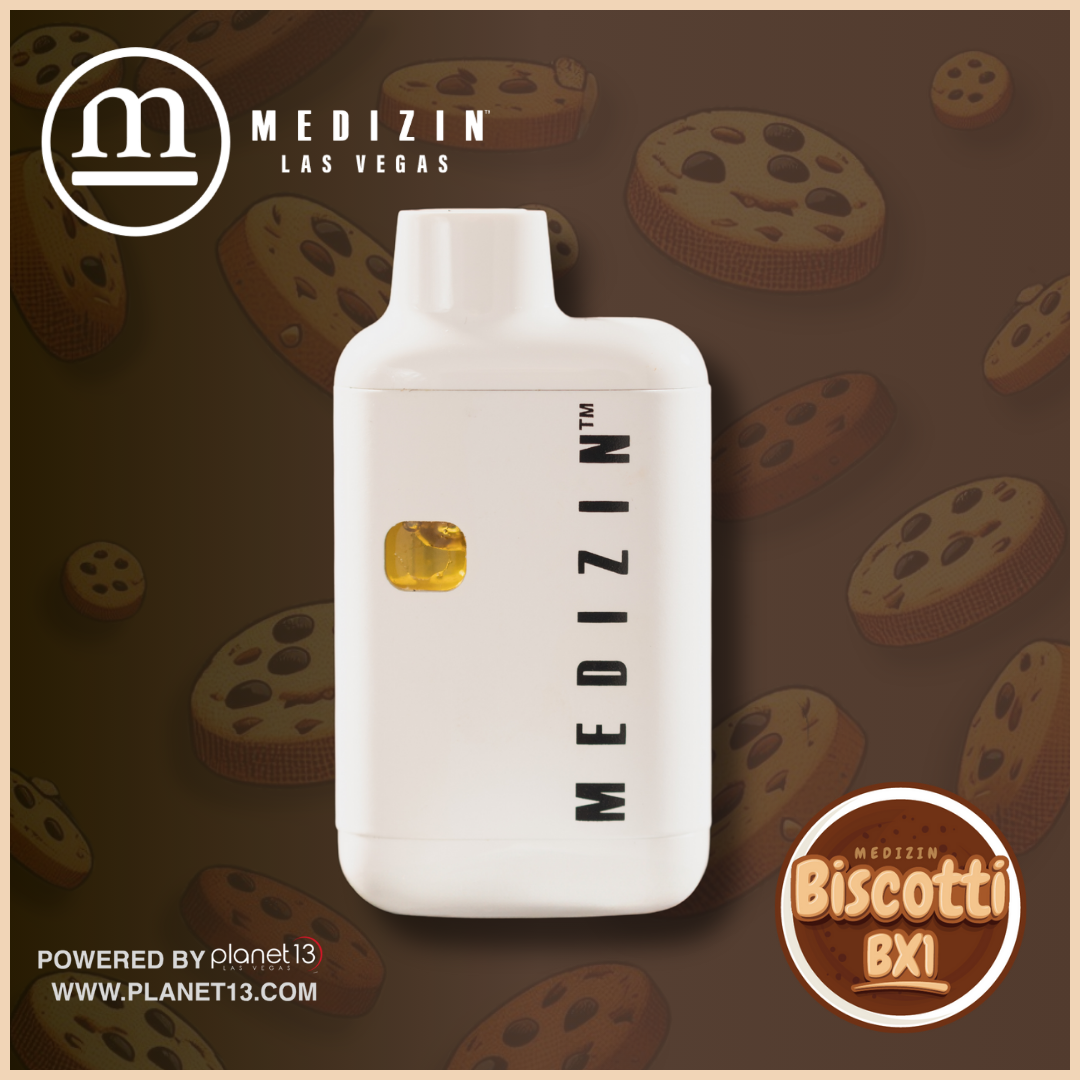 Photograph of product: Medizin Biscotti BX1 .5g Live Rosin All-In-One Disposable Vape