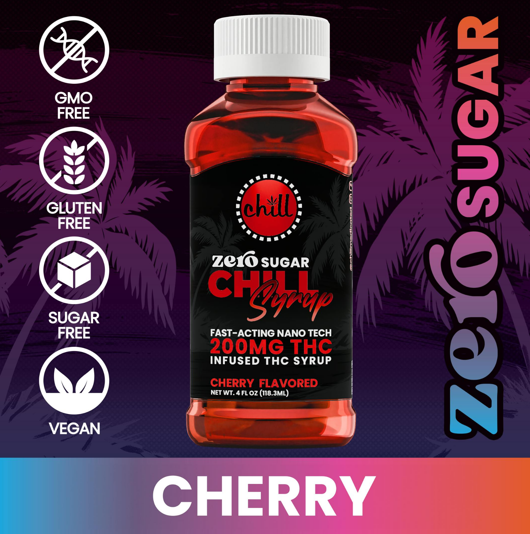 Photograph of product: Chill Medicated - Cherry Syrup Zero Sugar 200mg