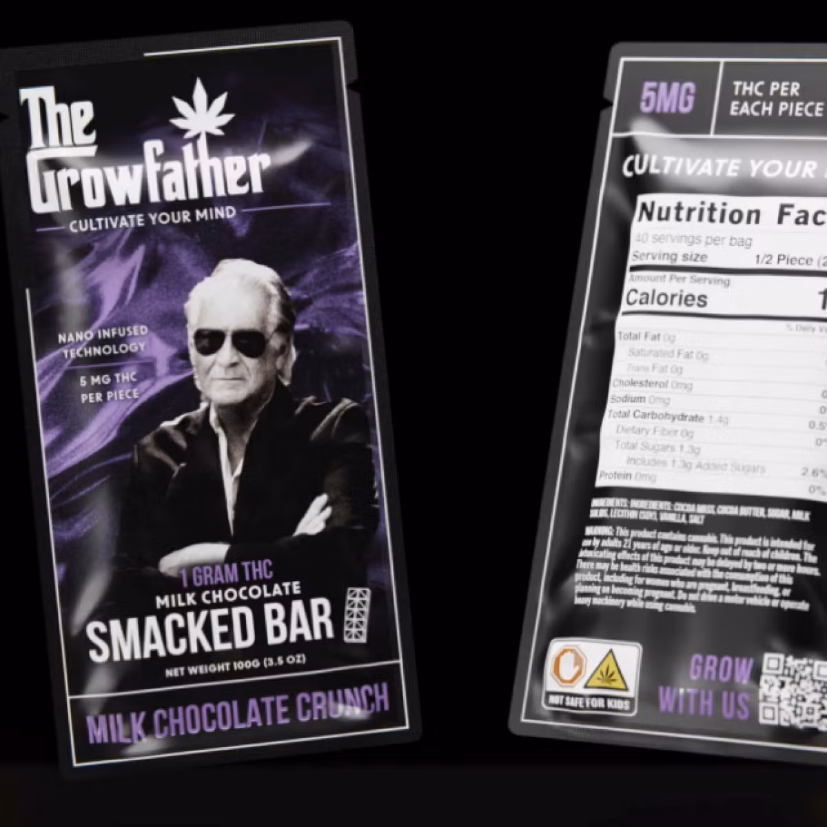 Photograph of product: Grow Father | Smacked Milk Chocolate Crunch Bar | 100mg