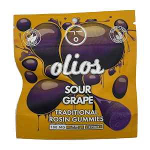 Photograph of product: Olios - Sour Grape Live Rosin - Gummies - 100mg