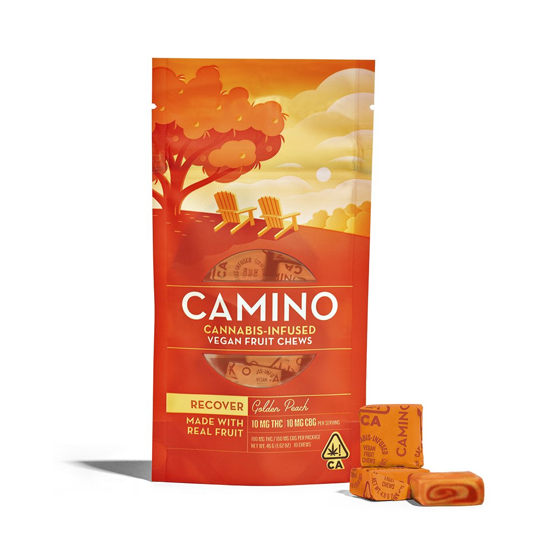Photograph of product: CAMINO CHEWS | GOLDEN PEACH - RECOVER | 10:10 | 200MG