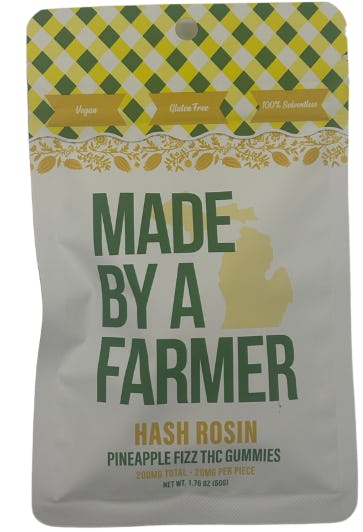 Photograph of product: 200mg au chocolat Rosin Solventless Gummy Pineapple Fizz 10pc x 20mg