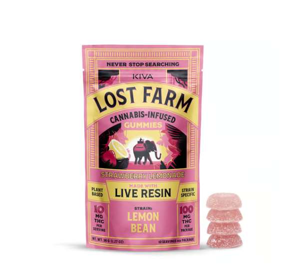 Photograph of product: Lost Farm | Live Resin Gummies | Strawberry Lemonade x Lemon Bean | 10pk 100mg