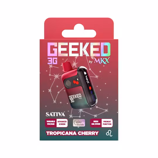 Photograph of product: Geeked By MKX - Disposable Vape - (3g) - Oui'd - **TROPICANA CHERRY** (2/$55)