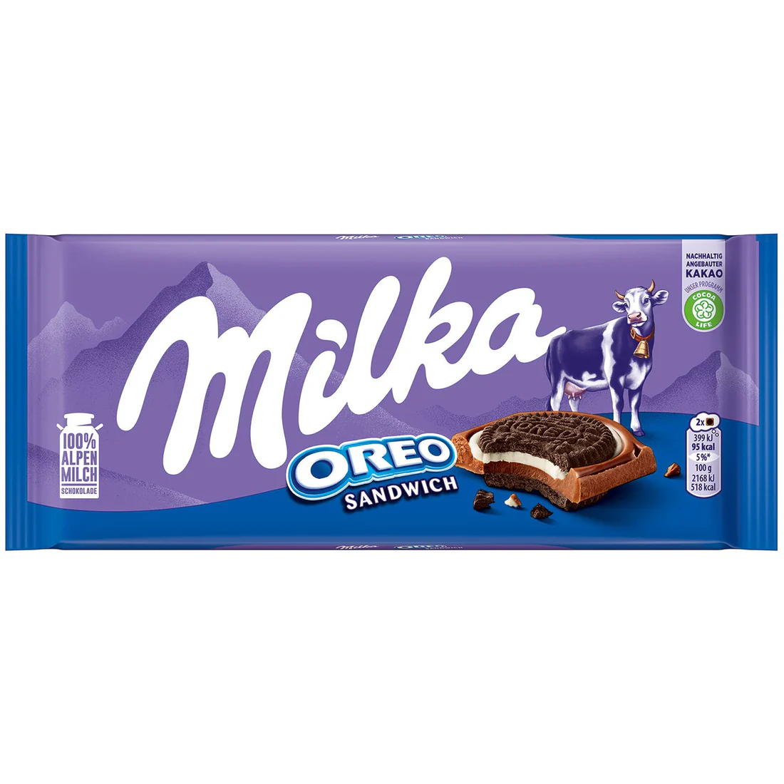 Photograph of product: Milka Chocolate Bar - Oreo Sandwich (Europe)