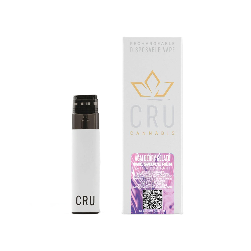 Photograph of product: CRU | Acai Berry Gelato | Live Resin All-In One Vape 1ML