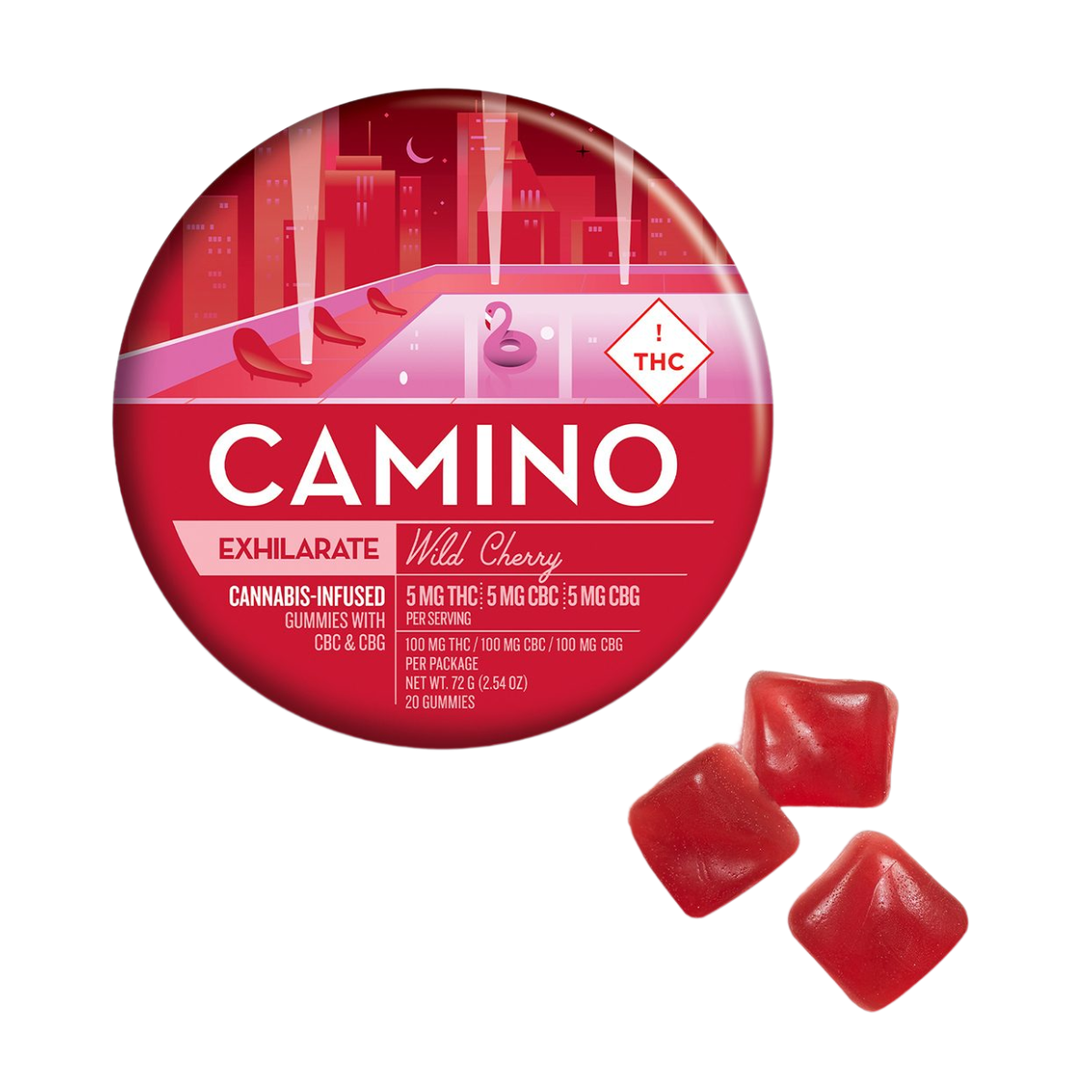 Photograph of product: CAMINO WILD CHERRY 5:5:5 EXHILARATE GUMMIES