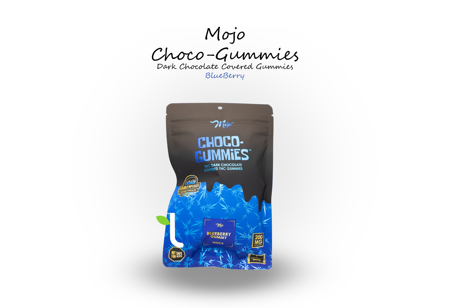 Photograph of product: Mojo | Dark Chocolate Blueberry | 200mg Choco-Gummies (Oui'd)