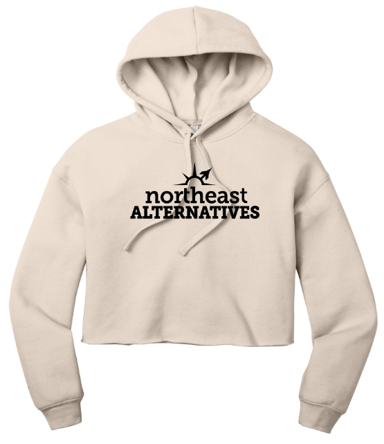 Photograph of product: NEA Cream W/Black Bella+Canvas Women's Cropped Fleece Hoodie (XL)