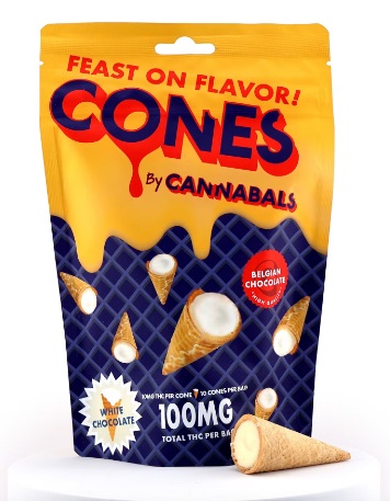 Photograph of Product: Cannabals | Chocolate | White Chocolate Cones | 100mg 10pk