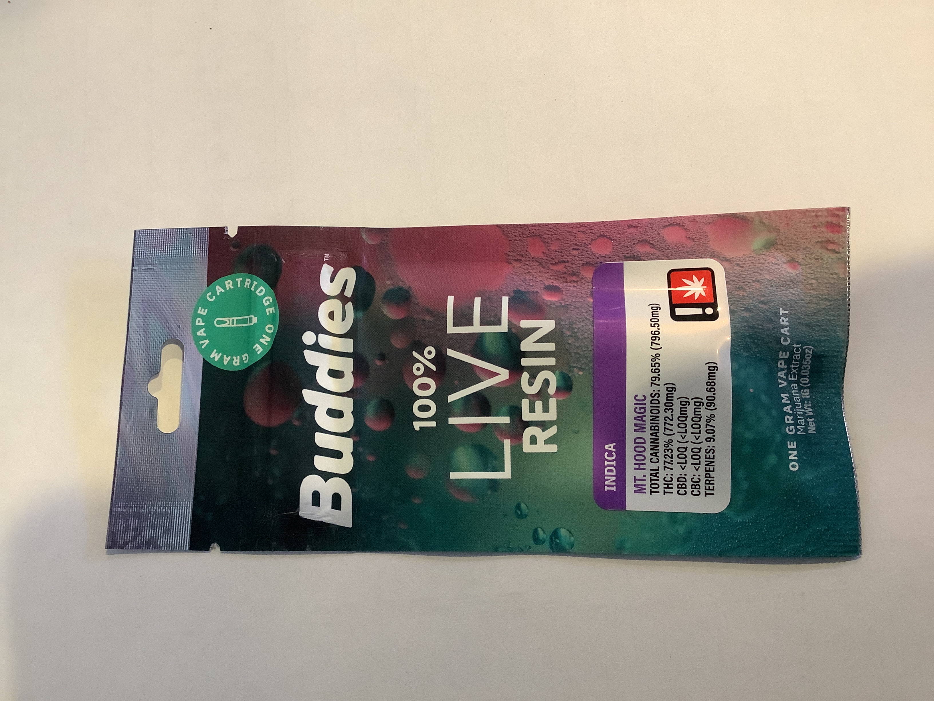 Photograph of product: Buddies - MT HOOD MAGIC - Live Resin Cartridge - (1g) - I