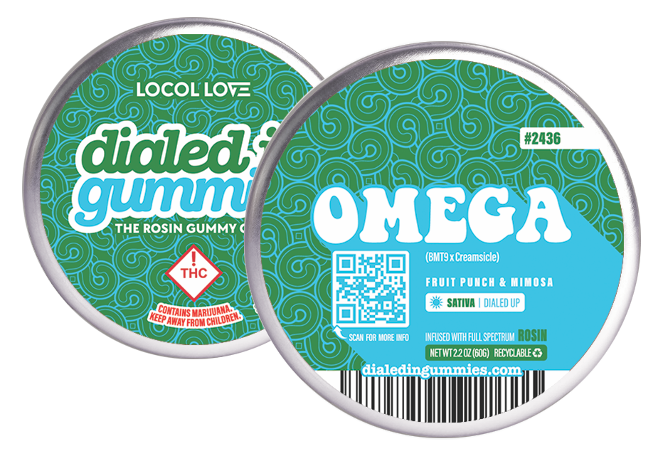 Photograph of product: Dialed In...Gummies (S) Omega Batch #2436 Fruit Punch/Mimosa Live Rosin Gummies 100mg