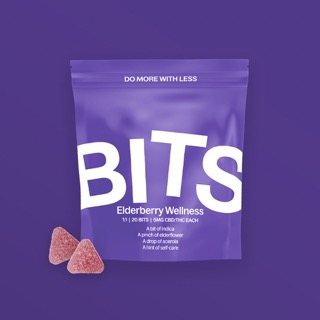 Photograph of product: BITS Gummies 100mg 20pk Elderberry Wellness 1:1 CBD:TH-oui