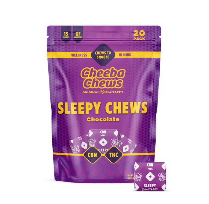 Photograph of product: Cheeba Chews | Chocolate | Sleepy Chews Taffy 20PK