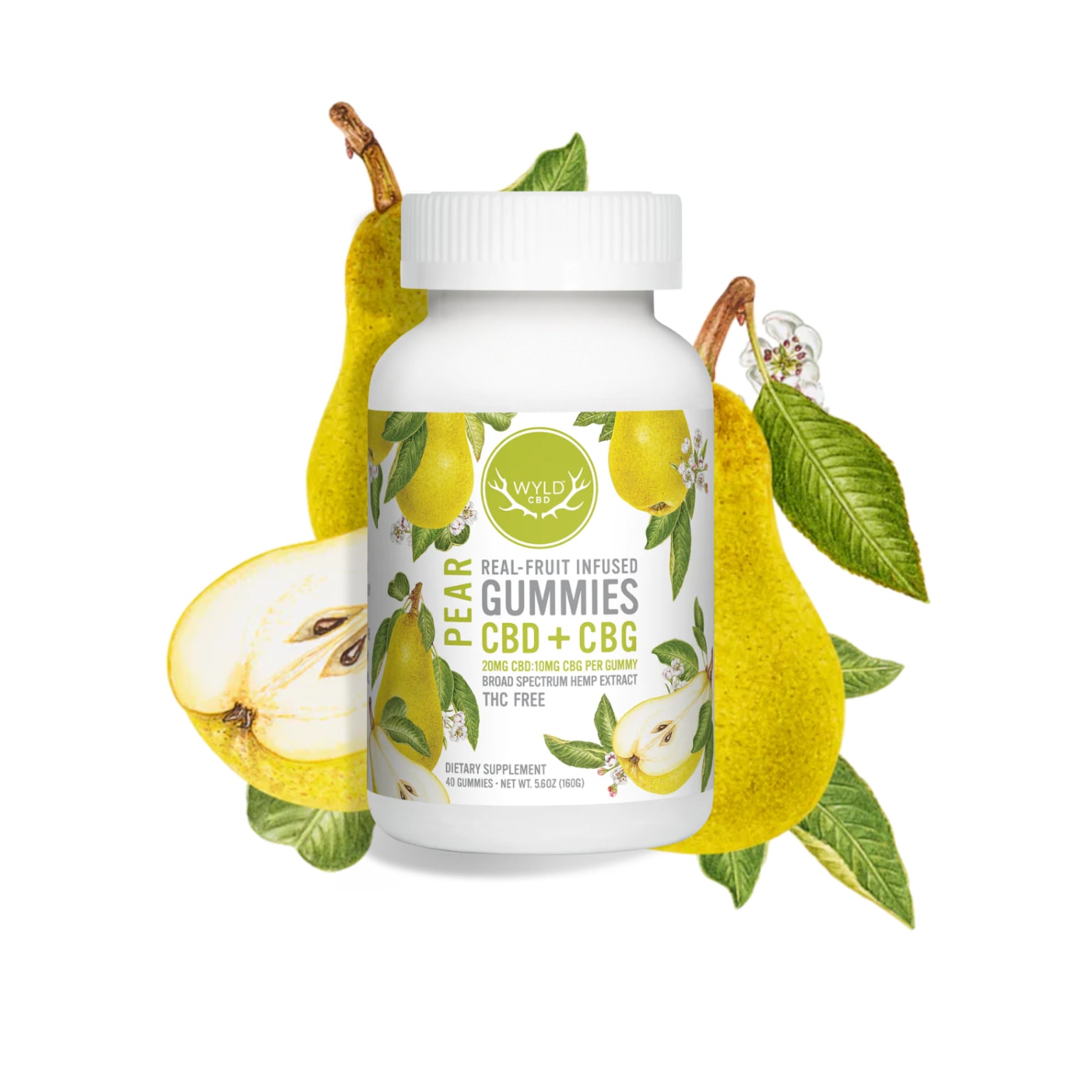 Photograph of product: Wyld CBD - Gummies - - Pear - 200mg CBD & 100mg CBG / 10ct $25