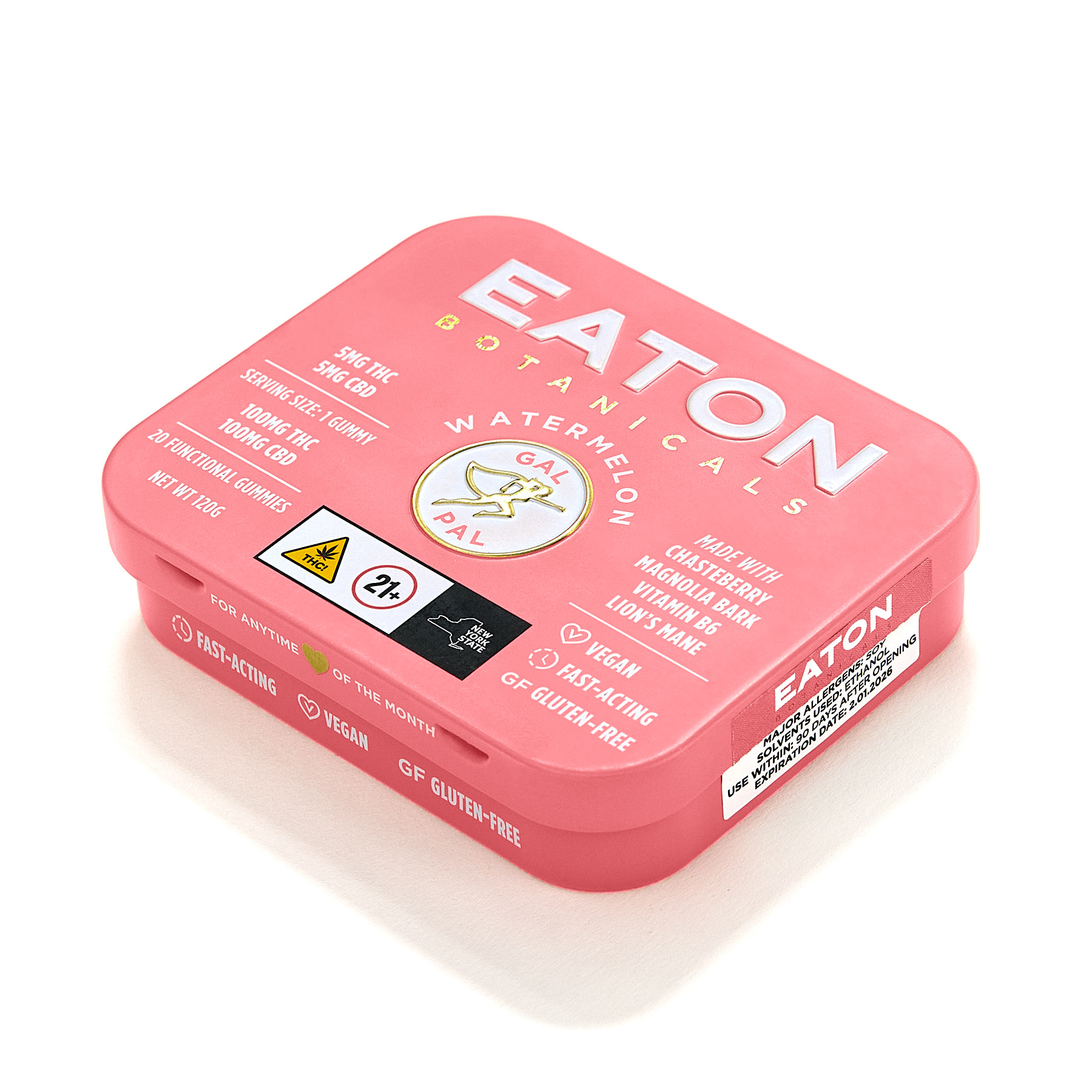Photograph of product: Eaton Botanicals | 1:1 100mg Gummies | Gal Pal: Watermelon