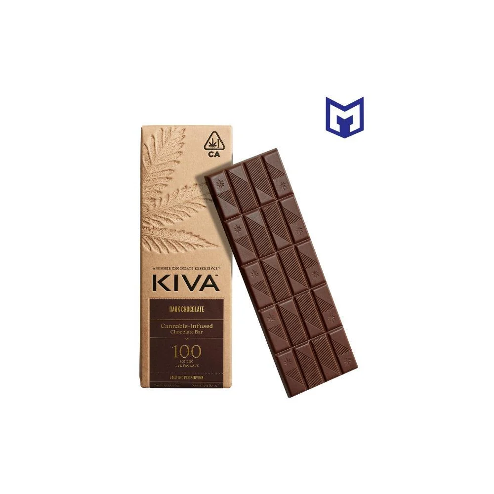 Photograph of product: Kiva | Dark Chocolate | 20 Pack | 100mg Thc
